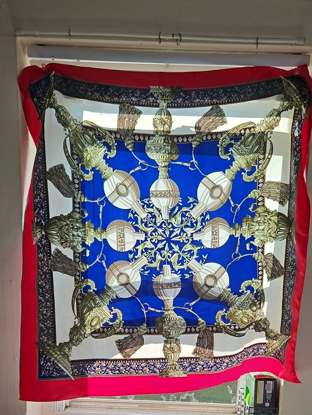 Vintage 100% Silk Decorative Ladies Scarf With Baroque Design